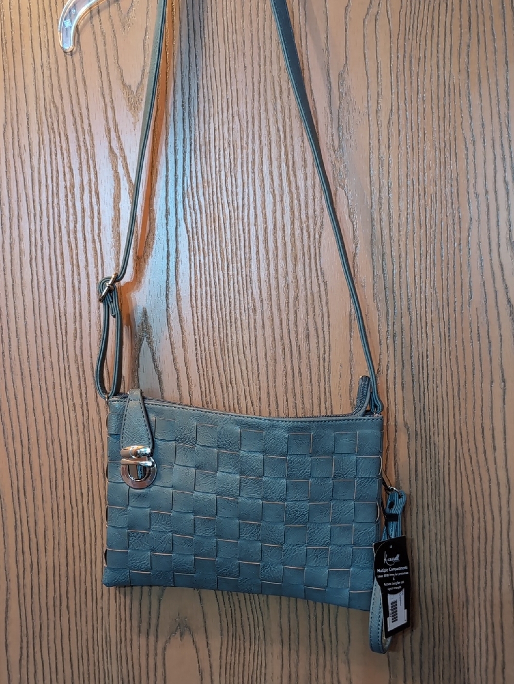 K CARROL - NANCY Woven Crossbody Bag in Teal - Women Bags With CC Holder NWT